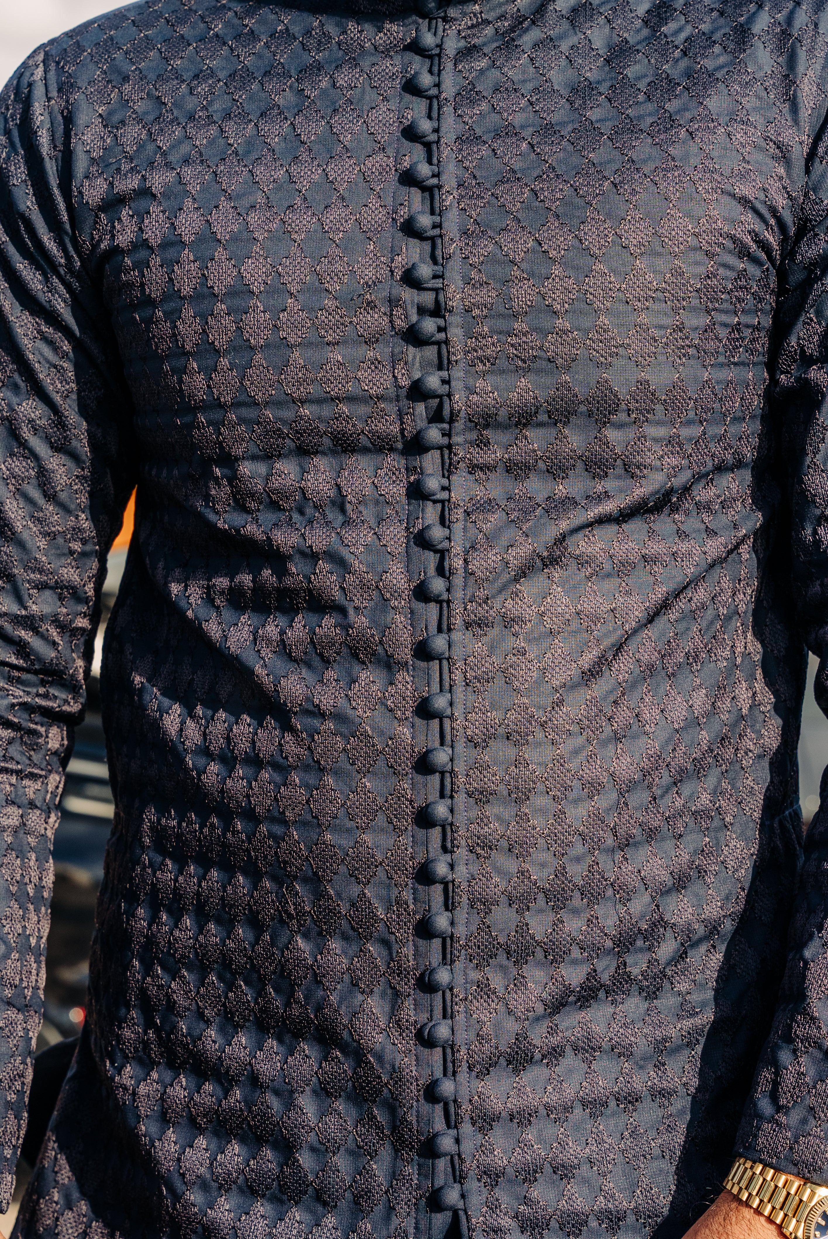 Navy Blue Open Style Embroidered Kurta trouser