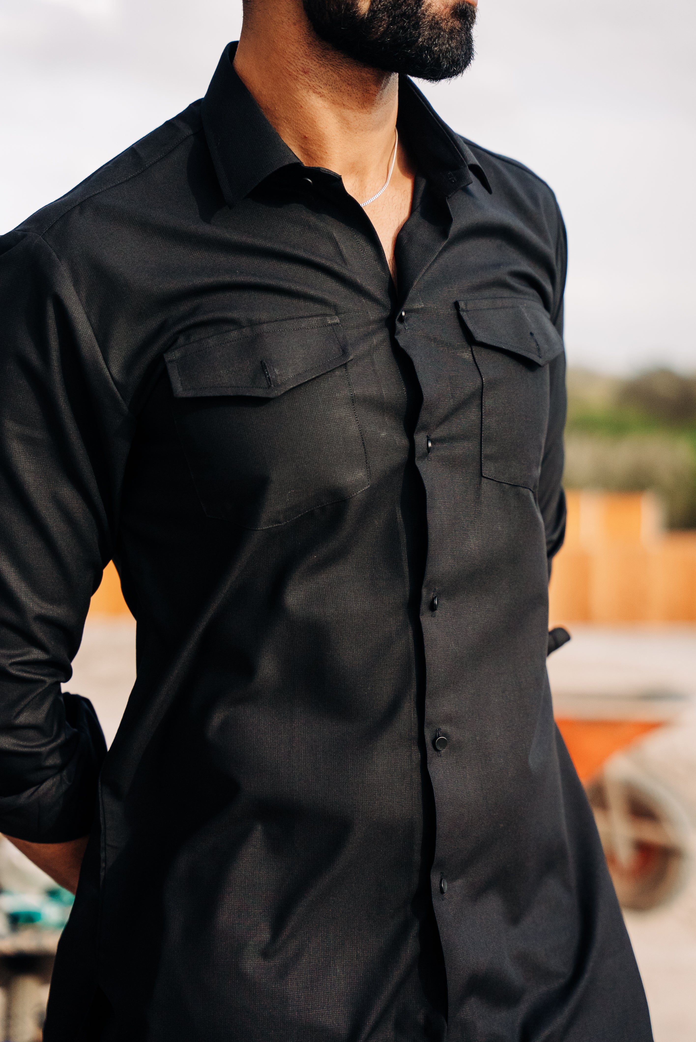 Black Open Style Kurta Trouser